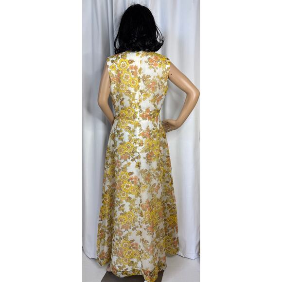 Vintage Unbranded 70’s Yellow Floral Maxi Dress & Matching Coat Set medium - Picture 6 of 17